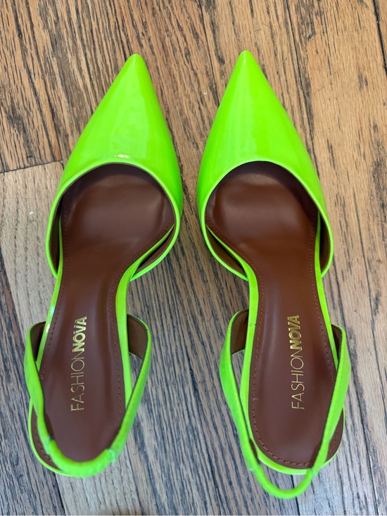 Fashion Nova Shoes - Fashion Nova Neon Lime Pointed Toe Slingback Flats